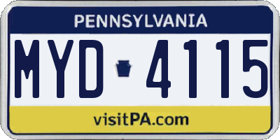 PA license plate MYD4115