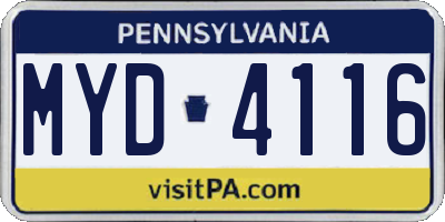 PA license plate MYD4116