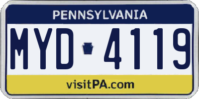 PA license plate MYD4119