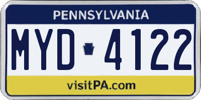 PA license plate MYD4122
