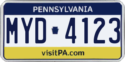 PA license plate MYD4123