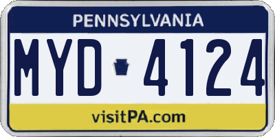 PA license plate MYD4124