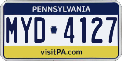 PA license plate MYD4127
