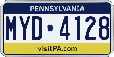 PA license plate MYD4128