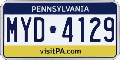 PA license plate MYD4129