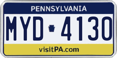 PA license plate MYD4130