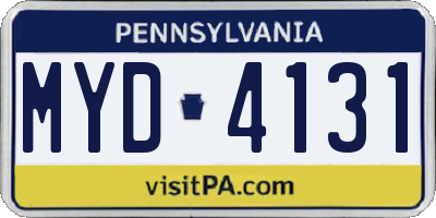 PA license plate MYD4131