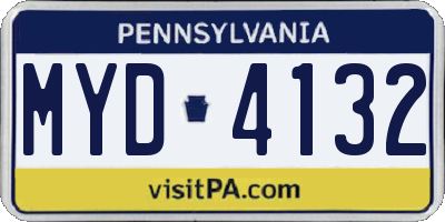 PA license plate MYD4132