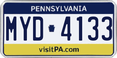 PA license plate MYD4133