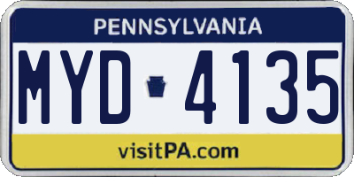 PA license plate MYD4135