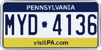 PA license plate MYD4136