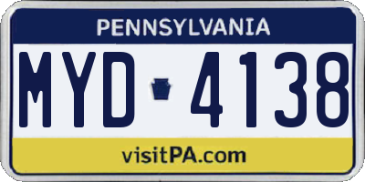 PA license plate MYD4138
