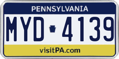 PA license plate MYD4139