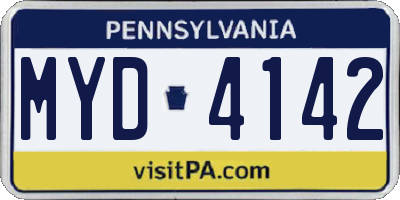 PA license plate MYD4142