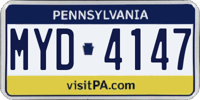 PA license plate MYD4147