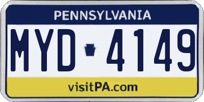 PA license plate MYD4149