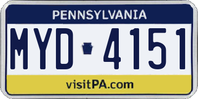 PA license plate MYD4151
