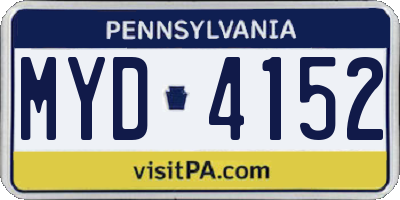 PA license plate MYD4152