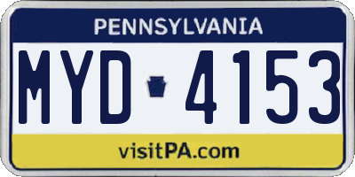 PA license plate MYD4153