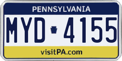 PA license plate MYD4155