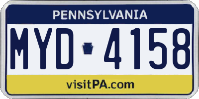 PA license plate MYD4158