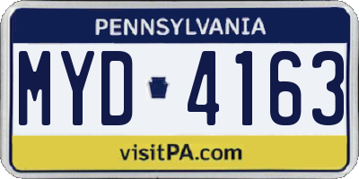 PA license plate MYD4163