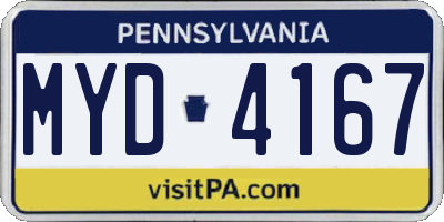 PA license plate MYD4167
