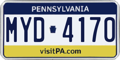 PA license plate MYD4170