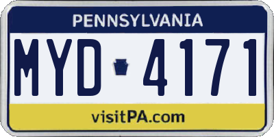 PA license plate MYD4171