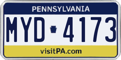 PA license plate MYD4173