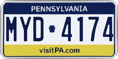 PA license plate MYD4174