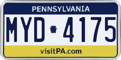 PA license plate MYD4175