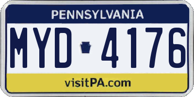 PA license plate MYD4176