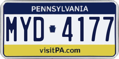 PA license plate MYD4177