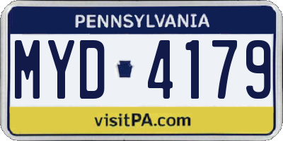 PA license plate MYD4179