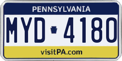 PA license plate MYD4180