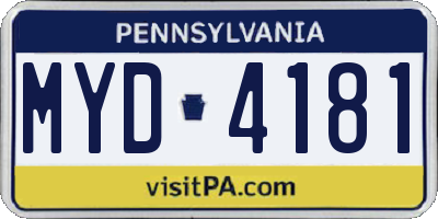 PA license plate MYD4181