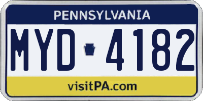 PA license plate MYD4182