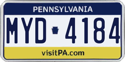 PA license plate MYD4184