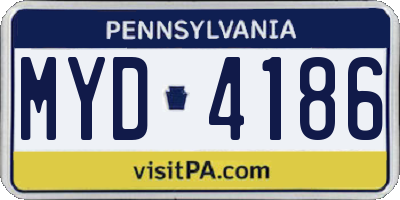 PA license plate MYD4186