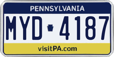 PA license plate MYD4187