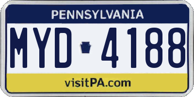 PA license plate MYD4188