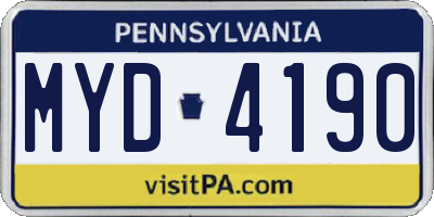 PA license plate MYD4190