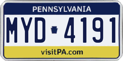 PA license plate MYD4191