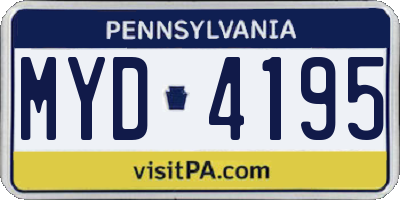 PA license plate MYD4195