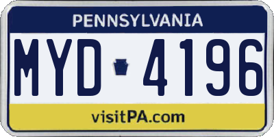 PA license plate MYD4196