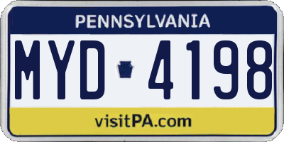 PA license plate MYD4198