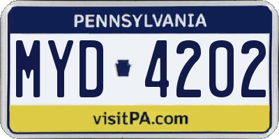 PA license plate MYD4202