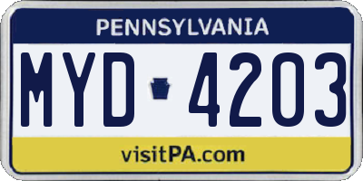 PA license plate MYD4203
