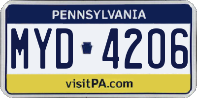 PA license plate MYD4206